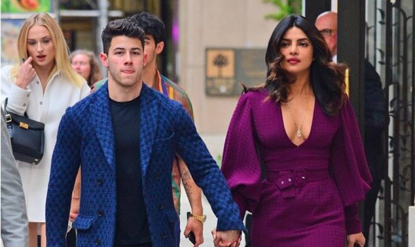 Priyanka Chopra Wows In Purple Dress With Plunging Neckline On Jonas Double Date With Sophie Turner