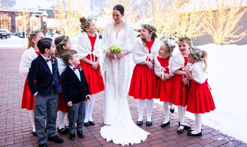 A “Ski Bride” Gown Was the First Look at This Winter Wedding in Aspen